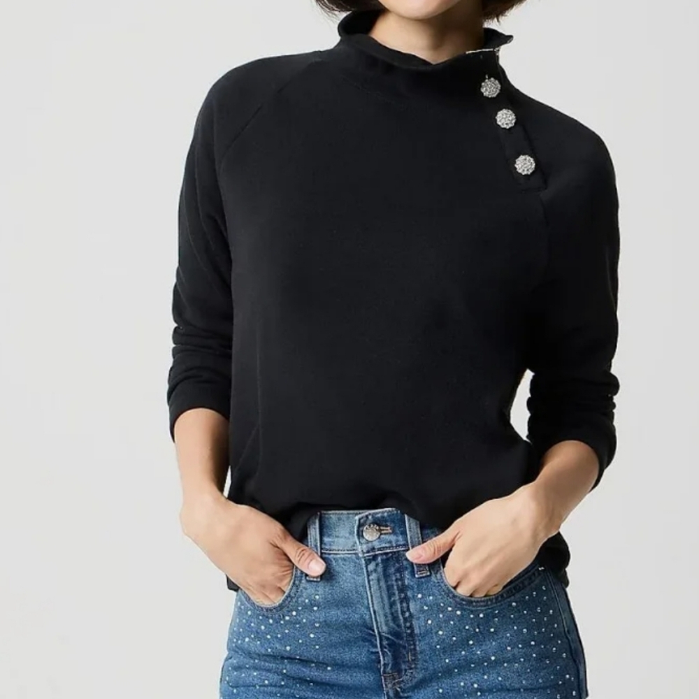 J Crew Jewel-button mockneck pullover Women's Size XS